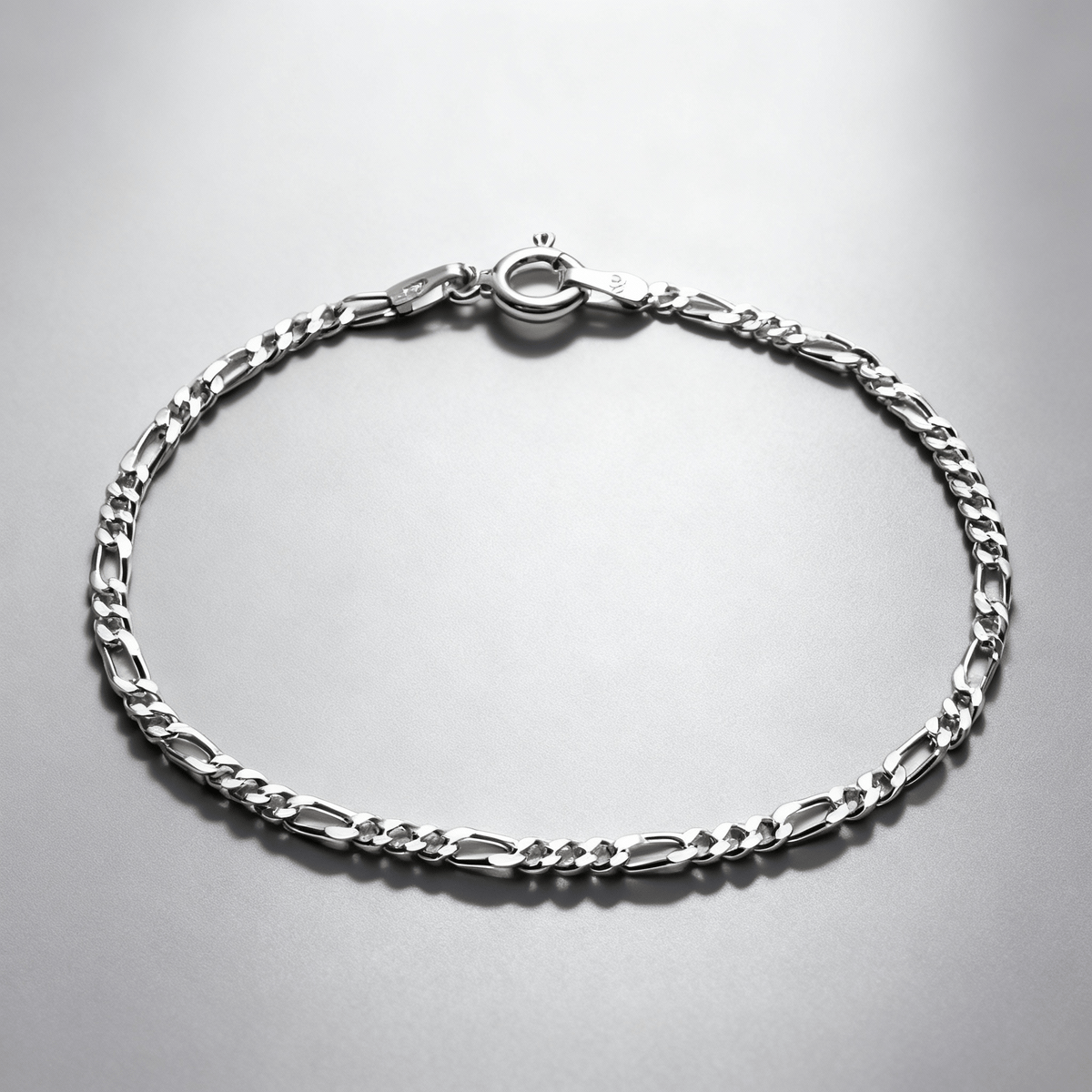 VALTARIS Bracciale Figaro sottile in argento sterling – 1,5mm