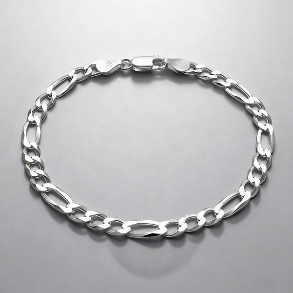 VALTARIS Thin Sterling Silver Figaro Bracelet – 4mm