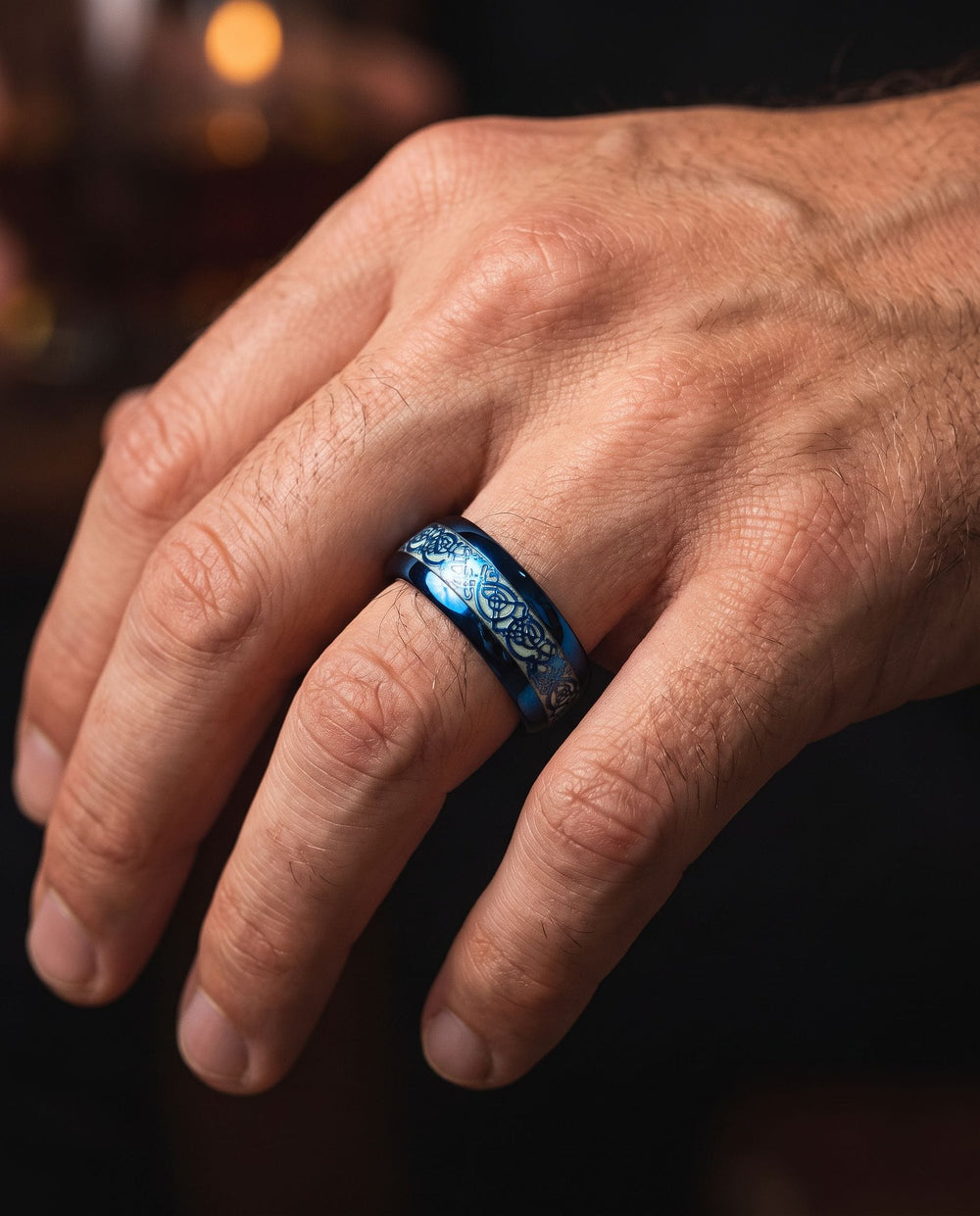 Celtic Dream - Blue Glow ring onhand