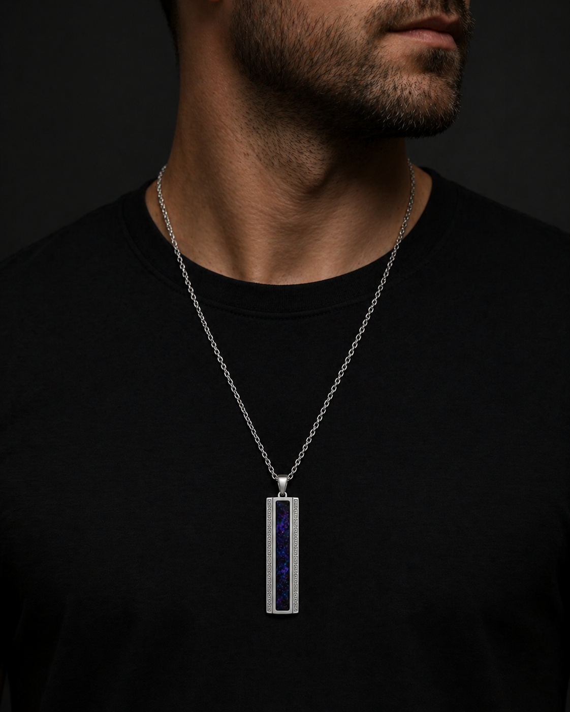 Void Stele necklace worn