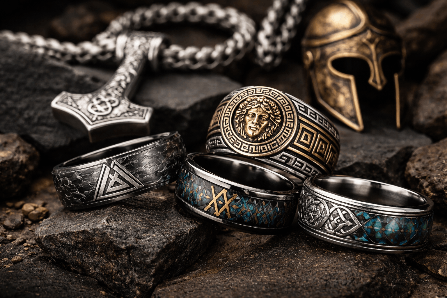 MythologyTitans: Mythic Mens Rings & Jewelry 💍