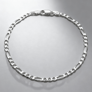 VALTARIS Bracciale Figaro sottile in argento sterling – 3mm