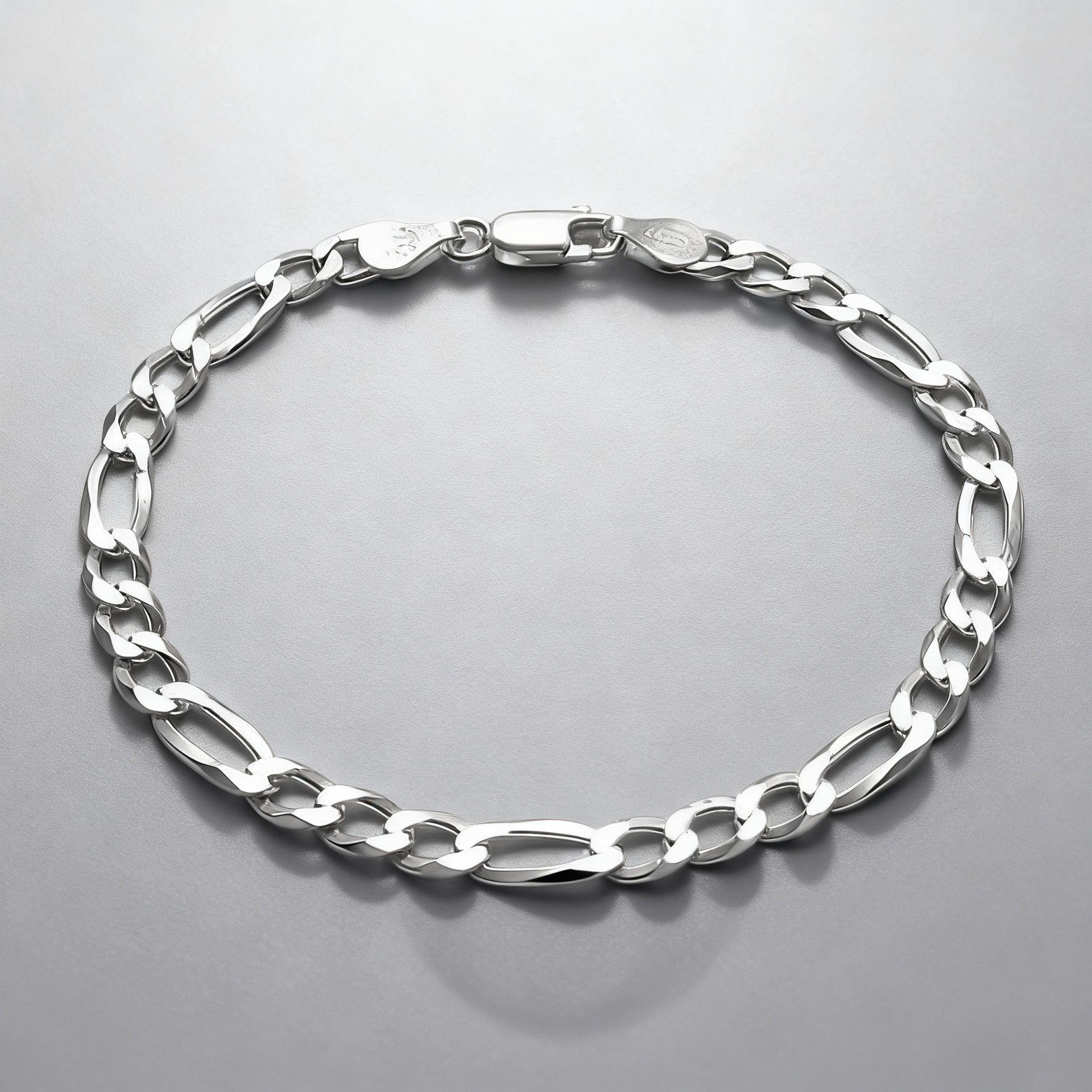 VALTARIS Thin Sterling Silver Figaro Bracelet  – 4mm