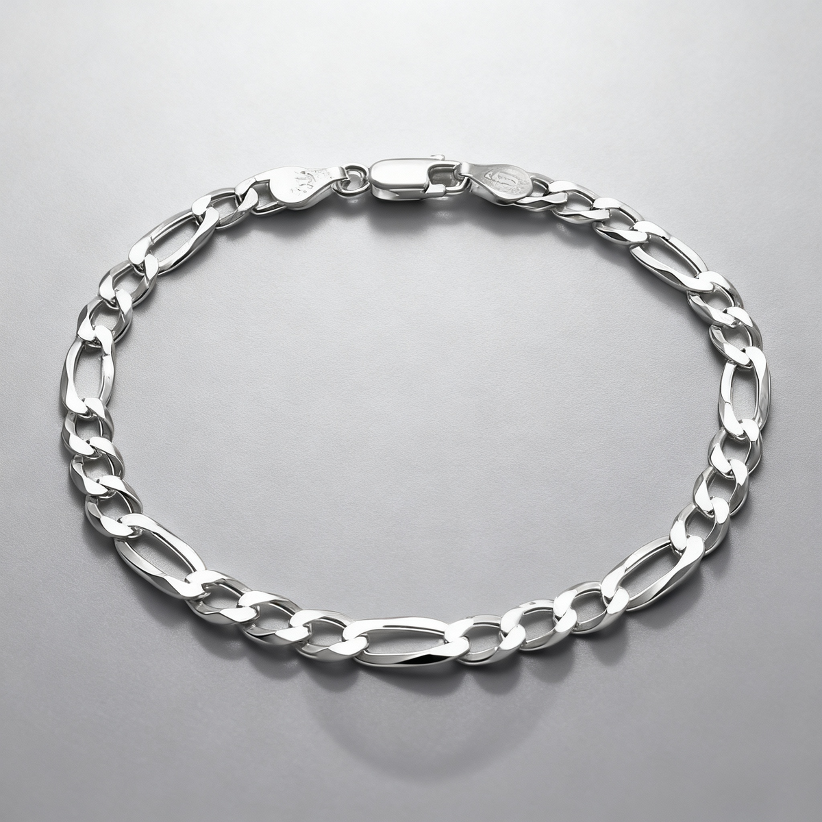 VALTARIS Thin Sterling Silver Figaro Bracelet  – 4mm
