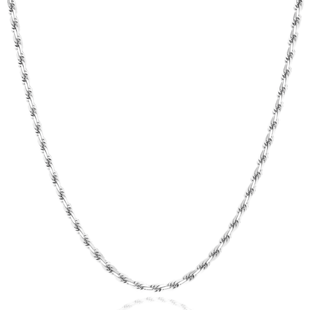 AUGUSTUS - STERLING SILVER DIAMOND CUT ROPE CHAIN NECKLACE 3MM