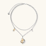 Layered silver-tone necklace set featuring star charms and crescent moon pendant with eco-friendly zinc alloy construction