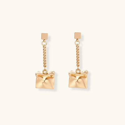 Crumpled Cube Drop Earrings