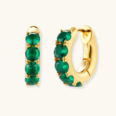Emerald Huggie Hoops
