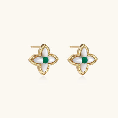 Lucky Clover Pearl Studs