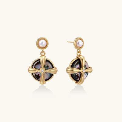 Pearl Abalone Cross Drops