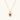 Gold pendant with oval mother-of-pearl frame, amber stone center, and crystal halo on delicate chain