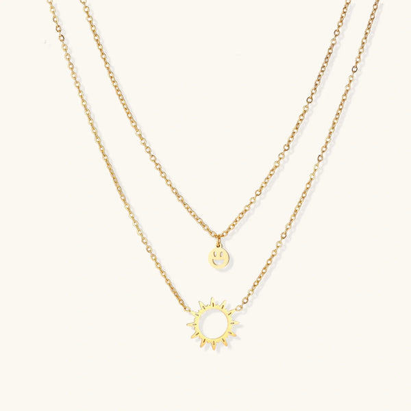 Sunshine Smiley Layered Necklace