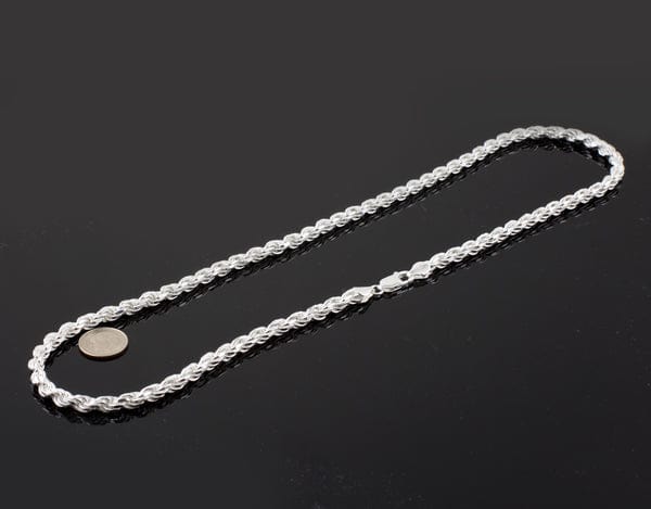 AUGUSTUS - STERLING SILVER DIAMOND CUT ROPE CHAIN NECKLACE 7MM