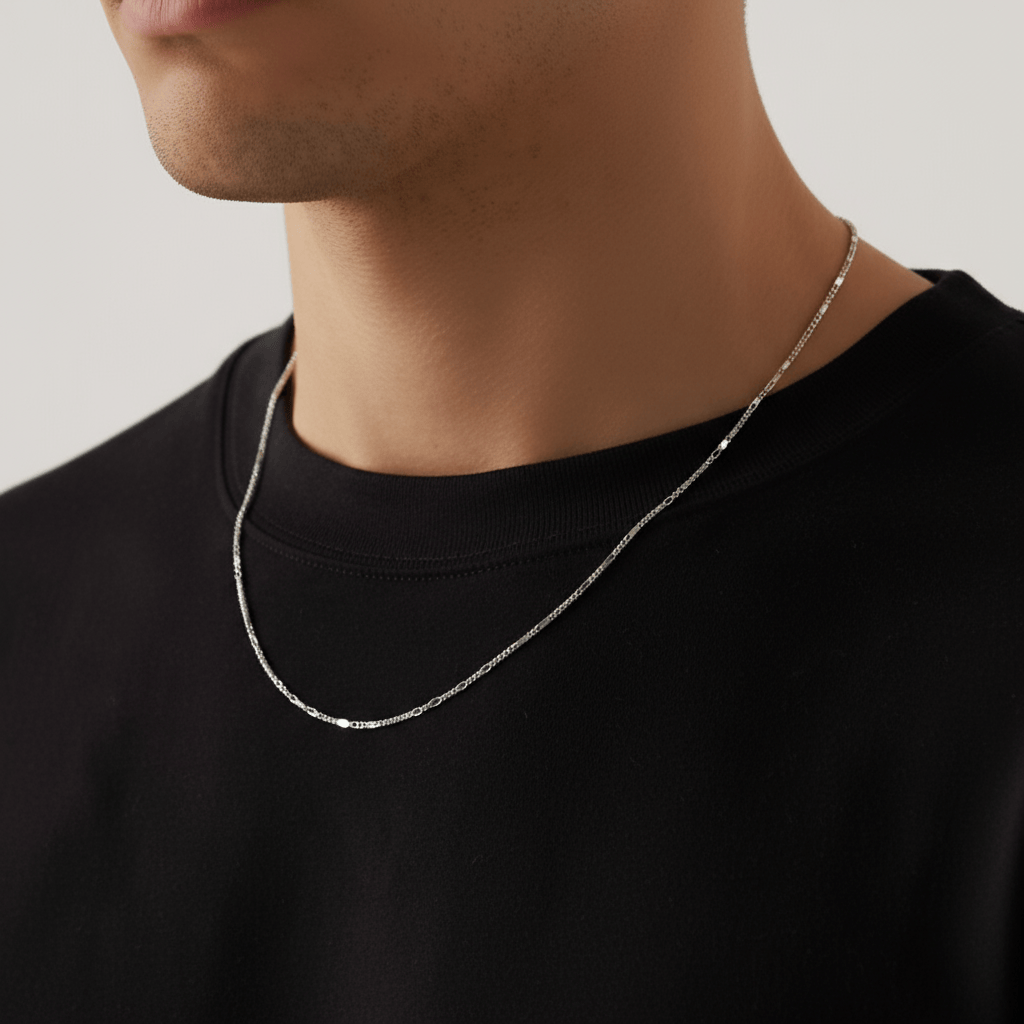 VALTARIS Thin Sterling Silver Figaro Necklace  – 2mm