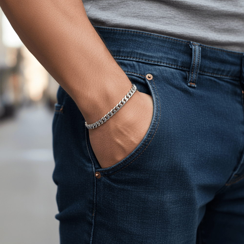 VORION Bracciale cubano leggero in argento sterling - 2,5mm