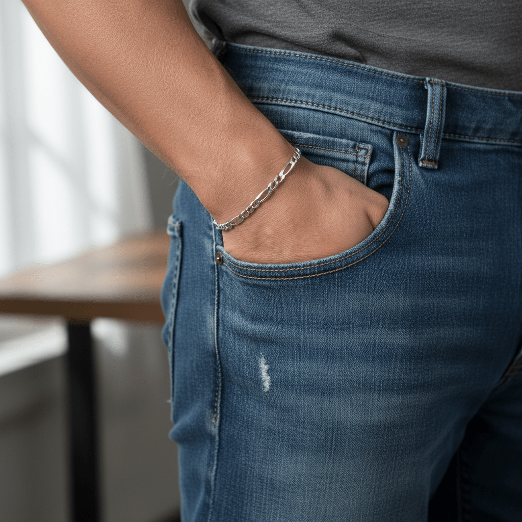 VALTARIS Thin Sterling Silver Figaro Bracelet  – 3mm