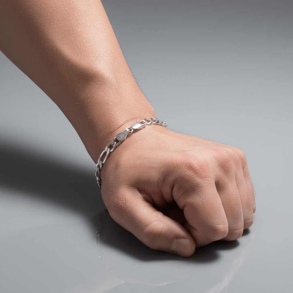 VALTARIS Thin Sterling Silver Figaro Bracelet  – 4mm