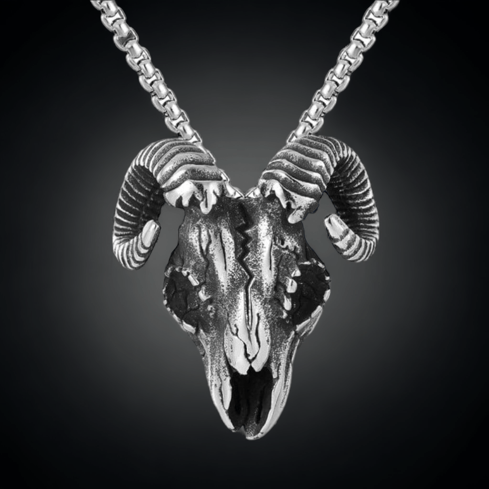 Goat Skull Wiccan Stainless Steel Necklace