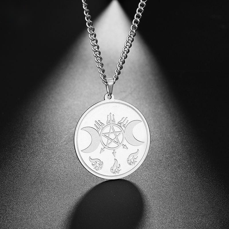 Pentagram Moon Stainless Steel Necklace