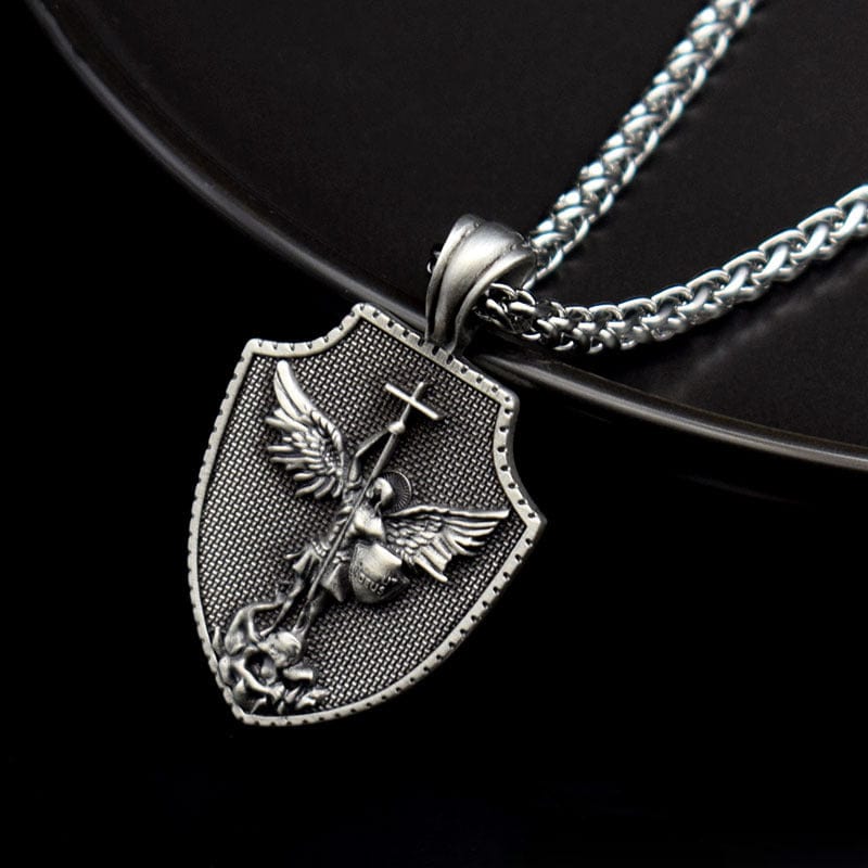 Celtic Angel Shiled Stainless Steel Necklace