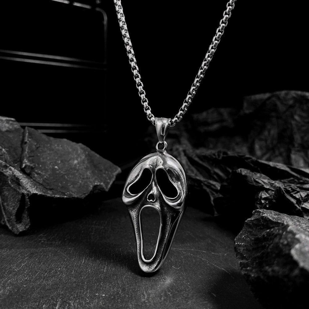 Screaming Skull Mask Stainless Steel Necklace