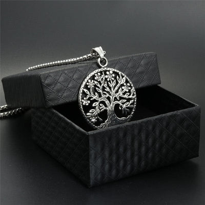 Celtic Tree of Life Sining Silver Stainless Steel Necklace