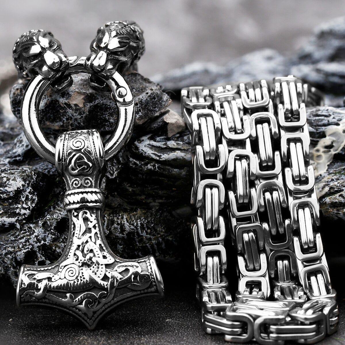 Viking Empror Vargr Silver Stainless Steel Chain