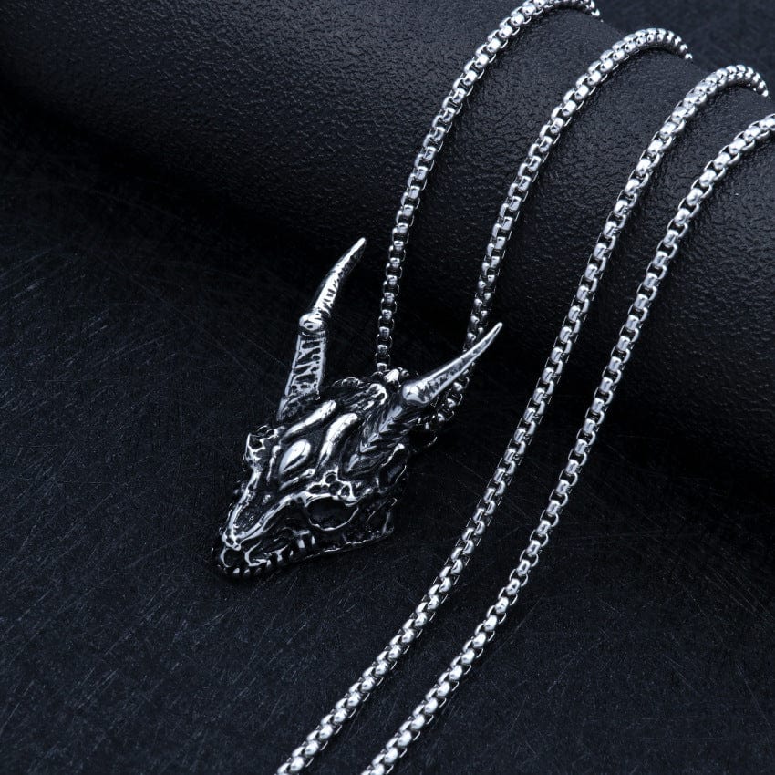 Ancient Dragon Skull Stainless Steel Necklace