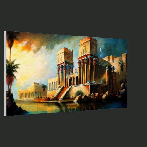 The Palace of the Pharaohs - Oil Painting Printed Canvas. 50X100.