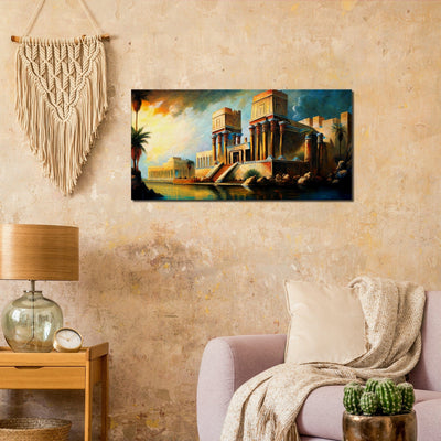 The Palace of the Pharaohs - Oil Painting Printed Canvas. 50X100.