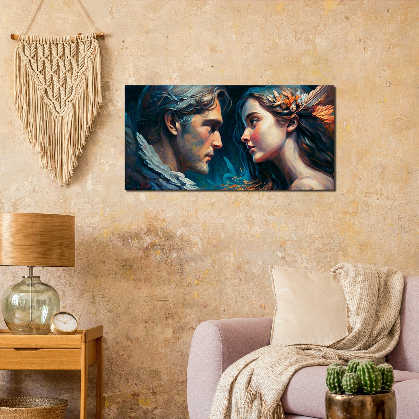 The Eternality of Love: Orpheus and Eurydice - Oil Painting Printed Canvas. 50X100.
