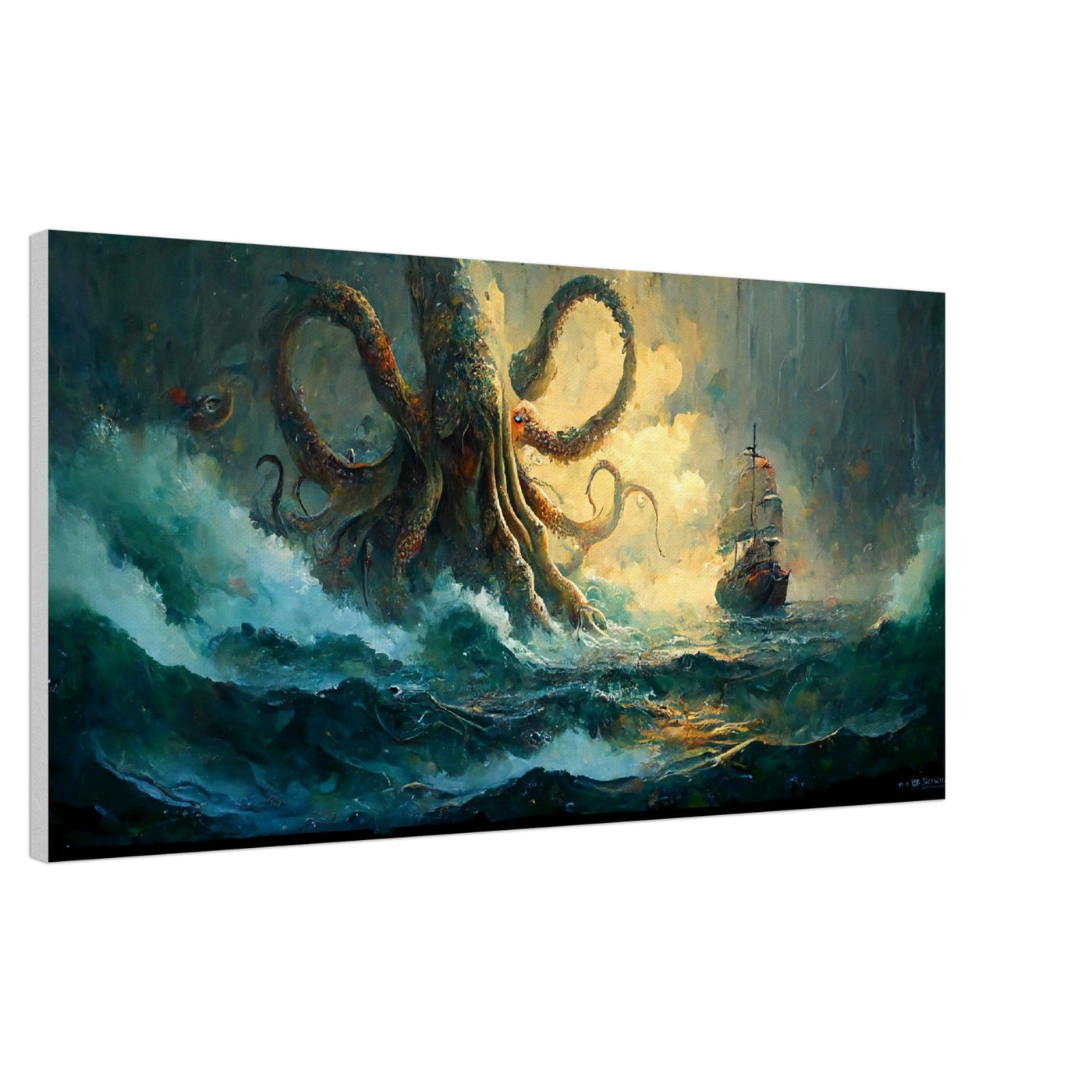 The Devourer of Ships: The Norse Kraken - Oil Painting Printed Canvas