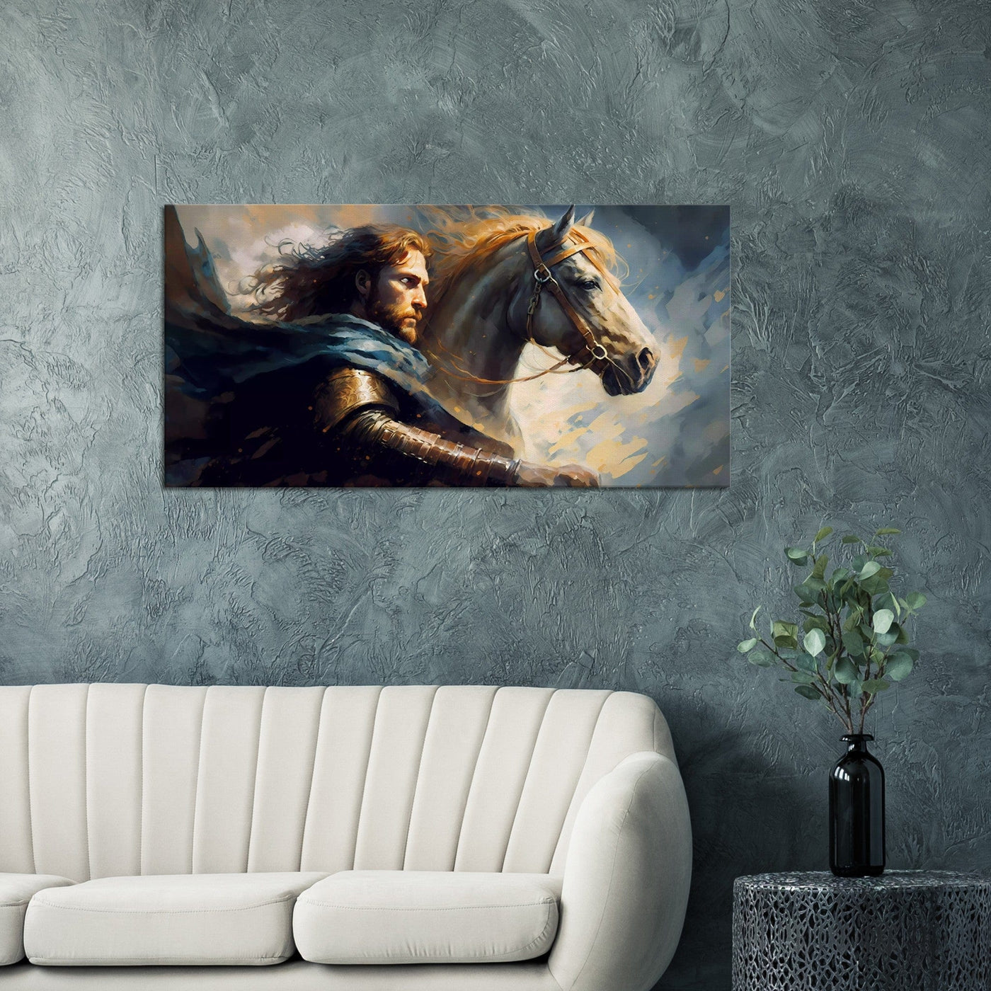 The Slayer of Grendel - Oil Painting Printed Canvas. 50X100.