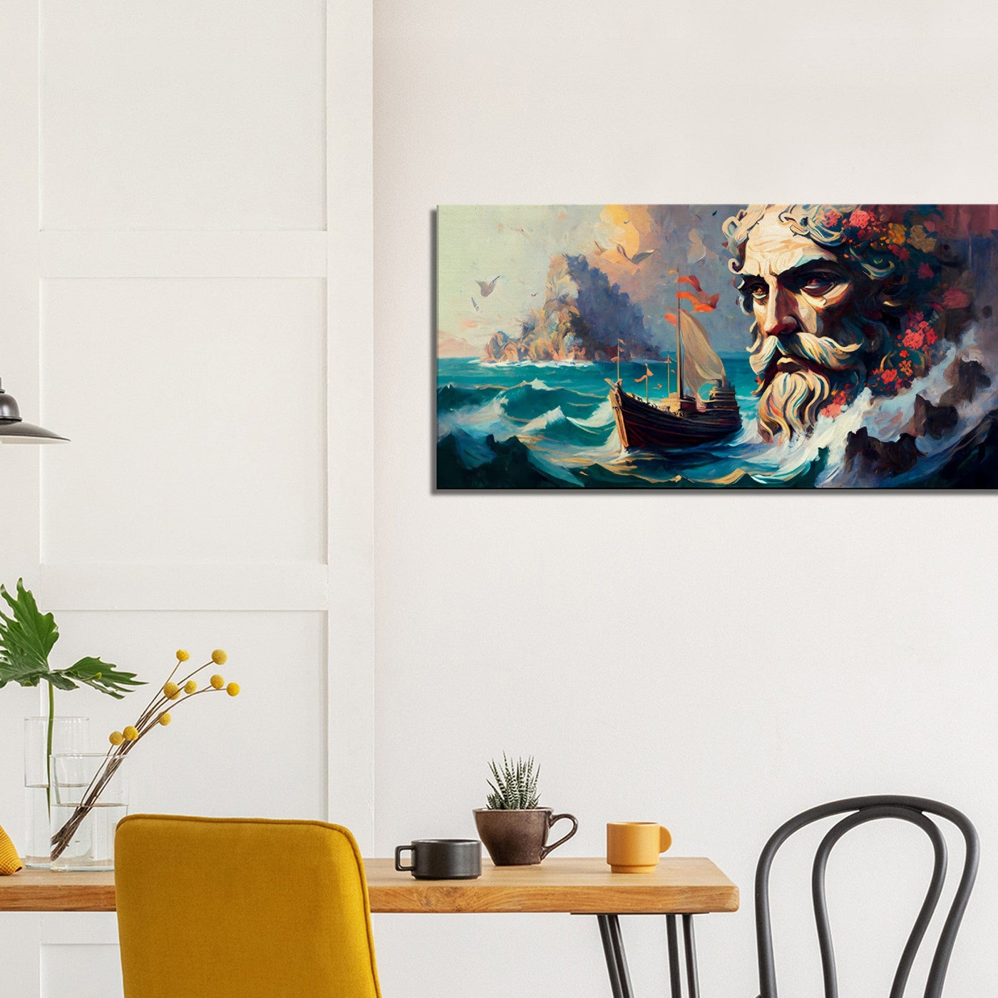 The Epic Adventure of Odysseus - Oil Painting Printed Canvas. 50X100.