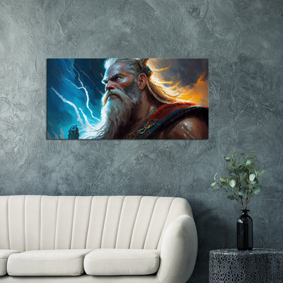 The Daring Son of Odin: Thor's Survey - Oil Painting Printed Canvas. 50X100