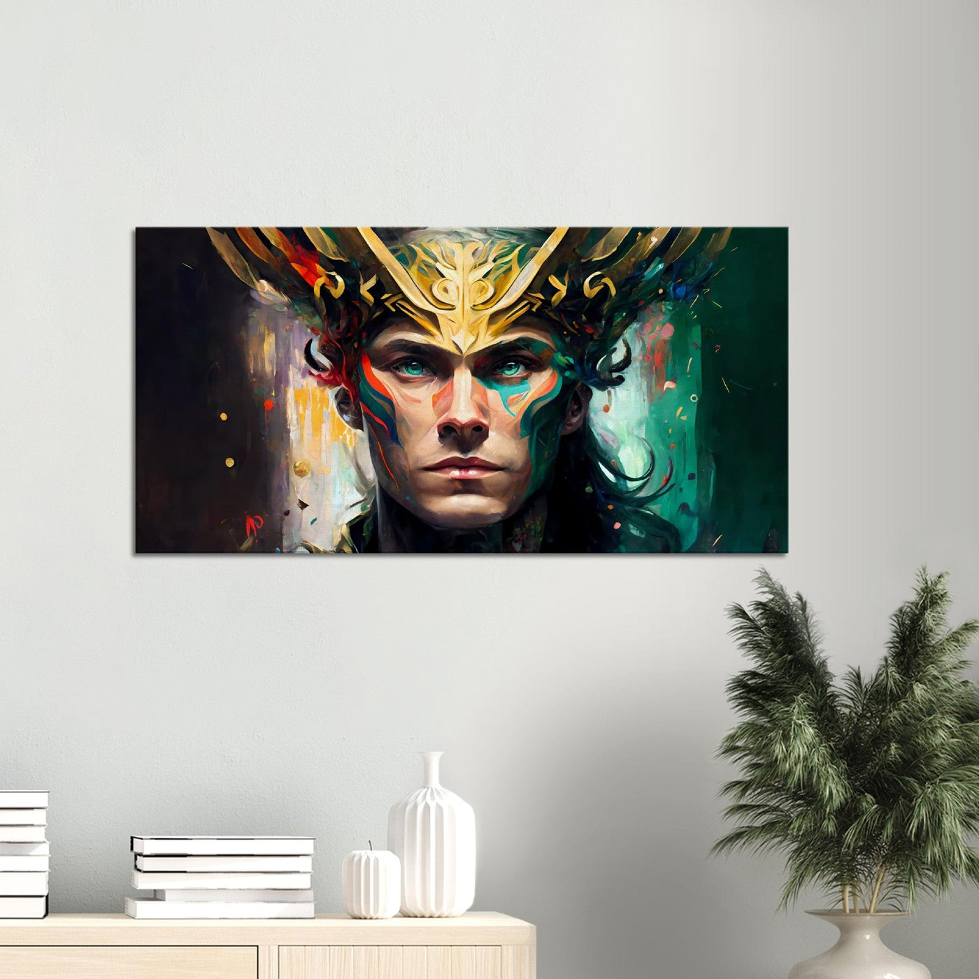 The Trickster of Asgard - Oil Painting Printed Canvas. 50X100.